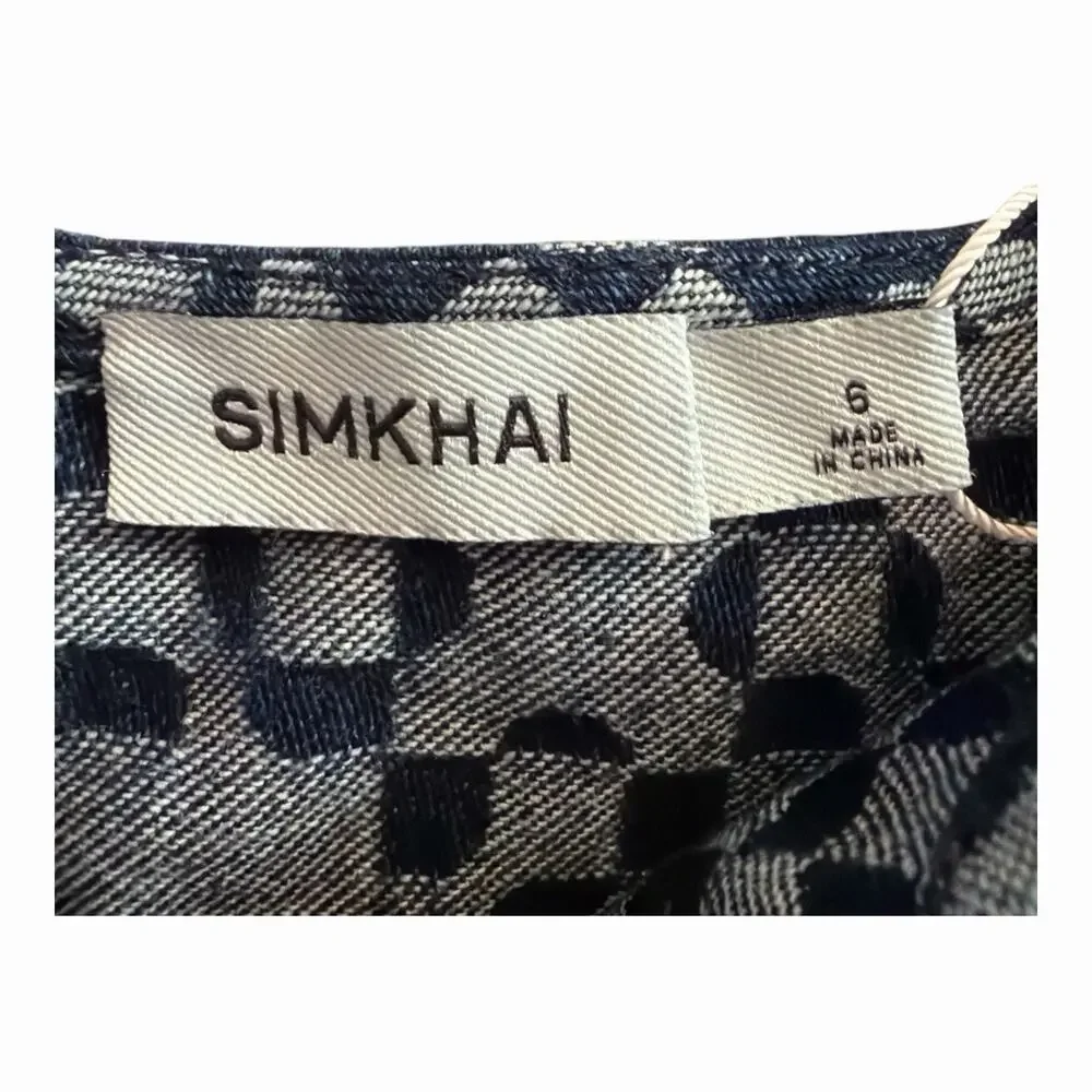 NWT Simkhai Krista Denim Corset Top Womens 6 Zip Front Structured Blue Bustier